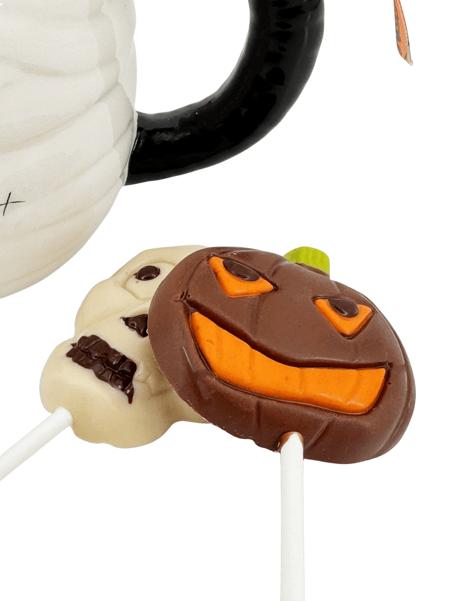 Milk chocolate drops in cup mummy with lollipops 5407008470203 The Belgian Chocolate Makers