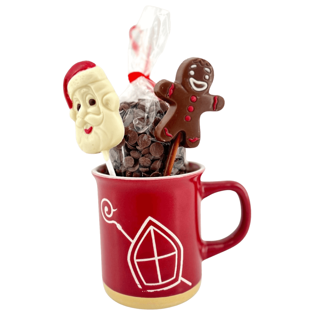 Milk chocolate drops in Saint Nicholas mug 200g 5407008477752 The Belgian Chocolate Makers