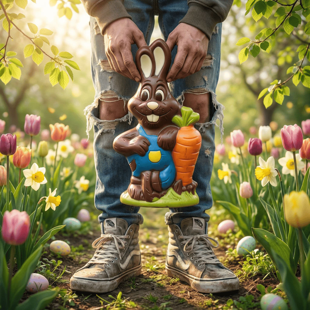 Milk chocolate Easter bunny with carrot 170g 5407008477851 The Belgian Chocolate Makers