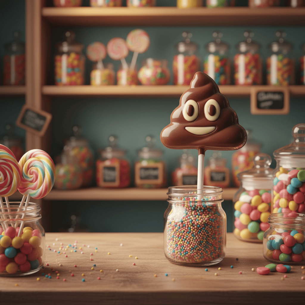 Milk chocolate emoji poo lollipop 30g 5407008476687 The Belgian Chocolate Makers