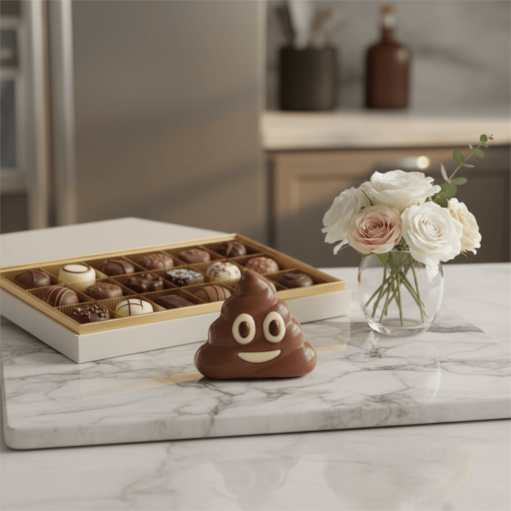 Milk chocolate emoji poo lollipop 30g 5407008476687 The Belgian Chocolate Makers