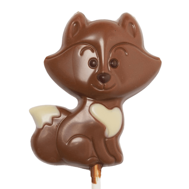 Milk chocolate fox lollipop 30g 5407008472283 The Belgian Chocolate Makers