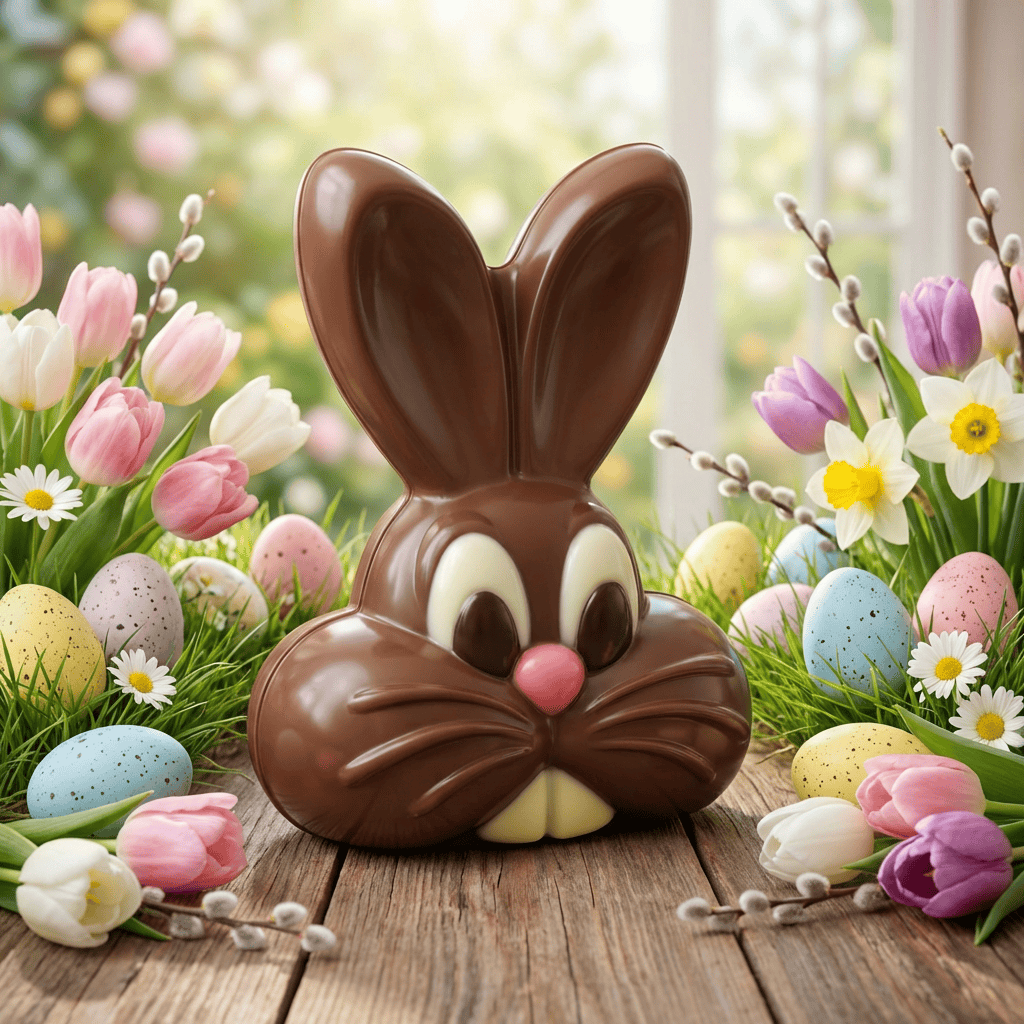 Milk chocolate happy bunny 250g 5407008475222 The Belgian Chocolate Makers