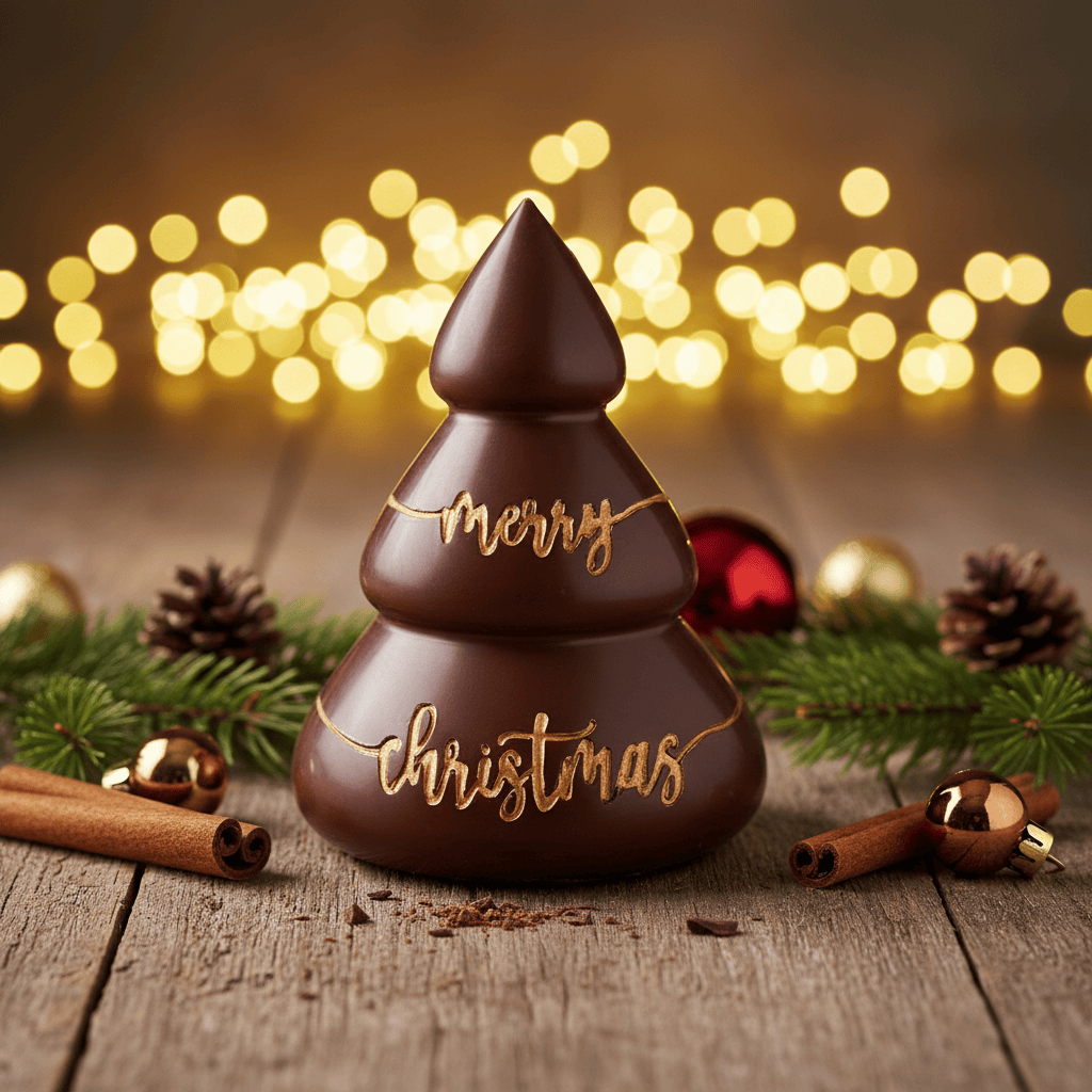 Milk chocolate Merry Christmas tree 280g 5407008479381 The Belgian Chocolate Makers