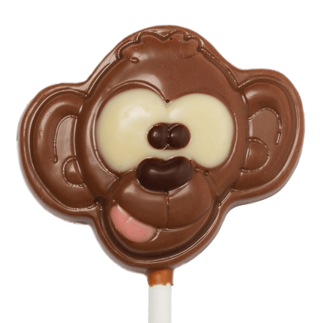 Milk chocolate monkey lollipop 20g 5407008472368 The Belgian Chocolate Makers