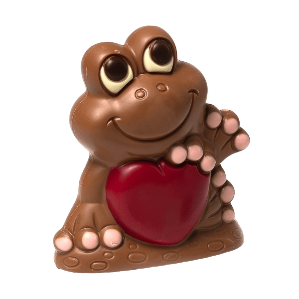 Milk chocolate red heart frog 170g 5407008475000 The Belgian Chocolate Makers