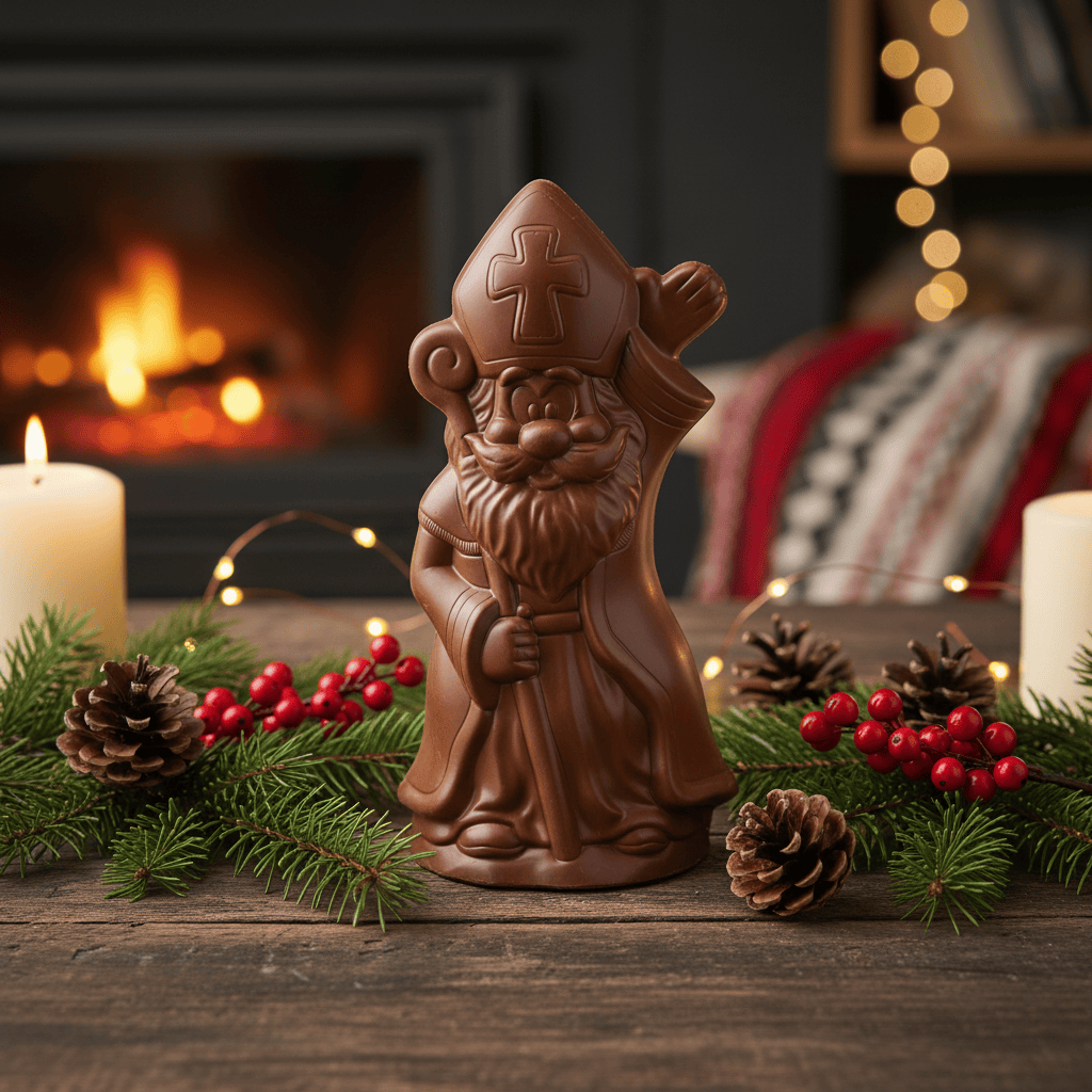 Milk chocolate Saint Nicholas with sceptre 250g 5407008471361 The Belgian Chocolate Makers