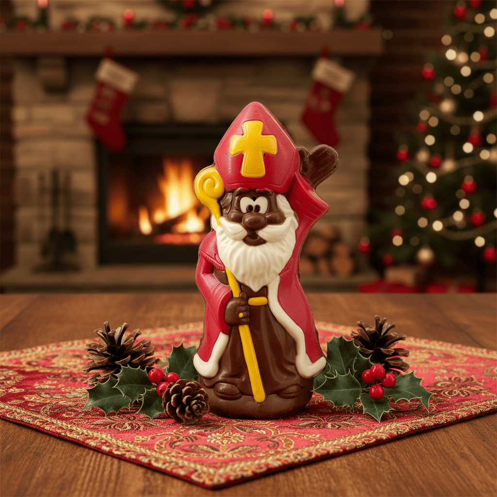 Milk chocolate Saint Nicholas with sceptre 250g 5407008471361 The Belgian Chocolate Makers