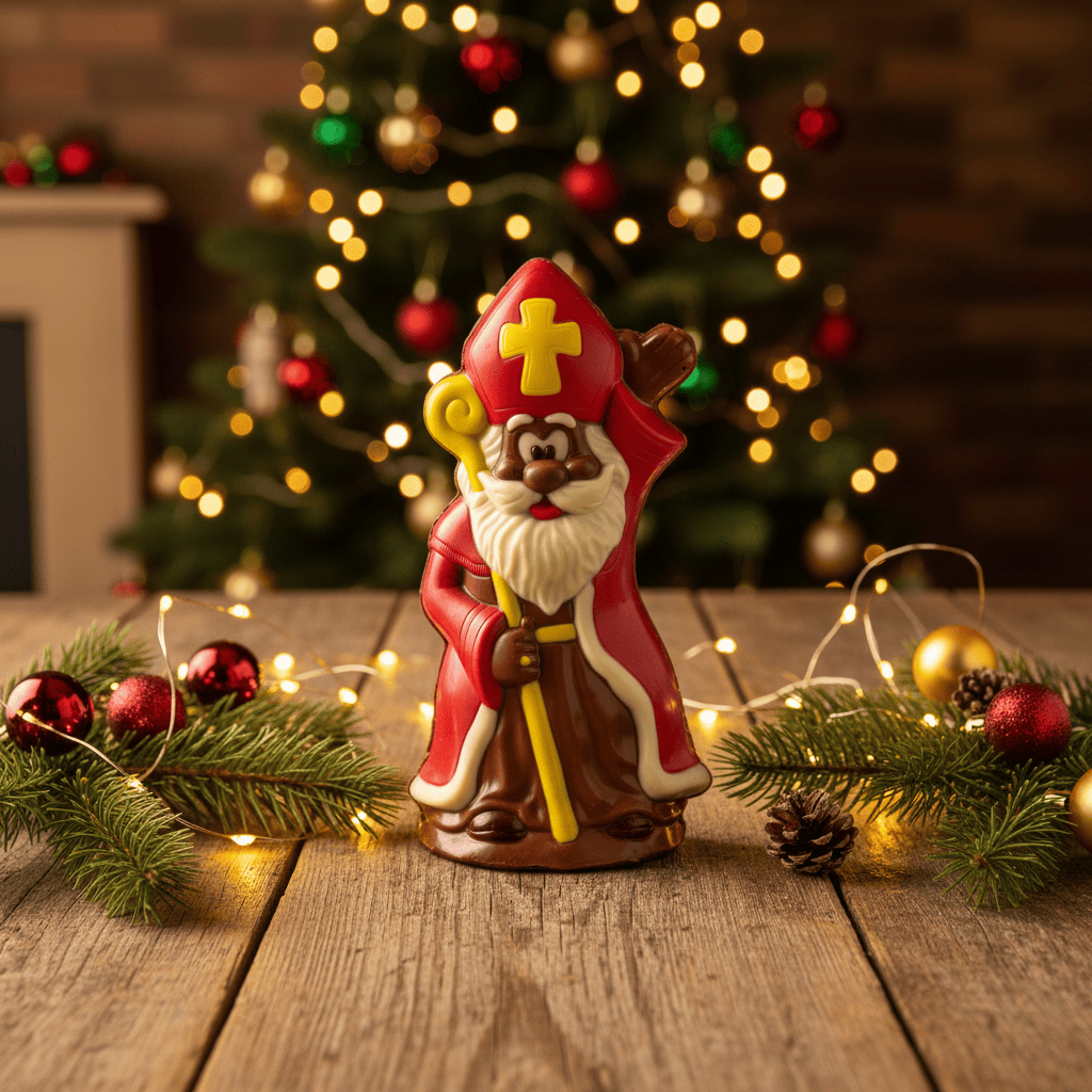 Milk chocolate Saint Nicholas with sceptre 30g 5407008477882 The Belgian Chocolate Makers