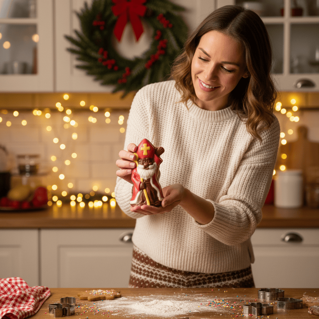 Milk chocolate Saint Nicholas with sceptre 30g 5407008477882 The Belgian Chocolate Makers