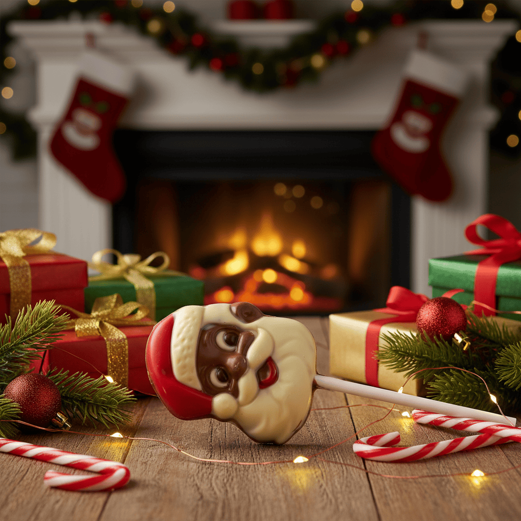 Milk chocolate Santa Claus lollipop 20g 5407008477073 The Belgian Chocolate Makers