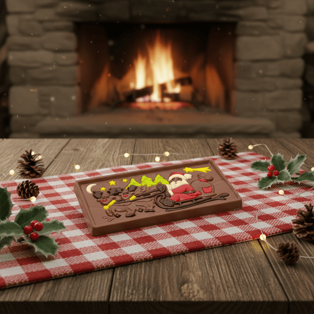 Milk chocolate Santa on a sledge bar 105g 5407008477455 The Belgian Chocolate Makers