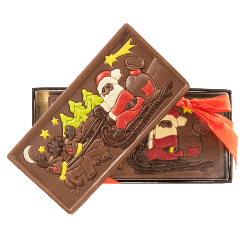 Milk chocolate Santa on a sledge bar 105g 5407008477455 The Belgian Chocolate Makers
