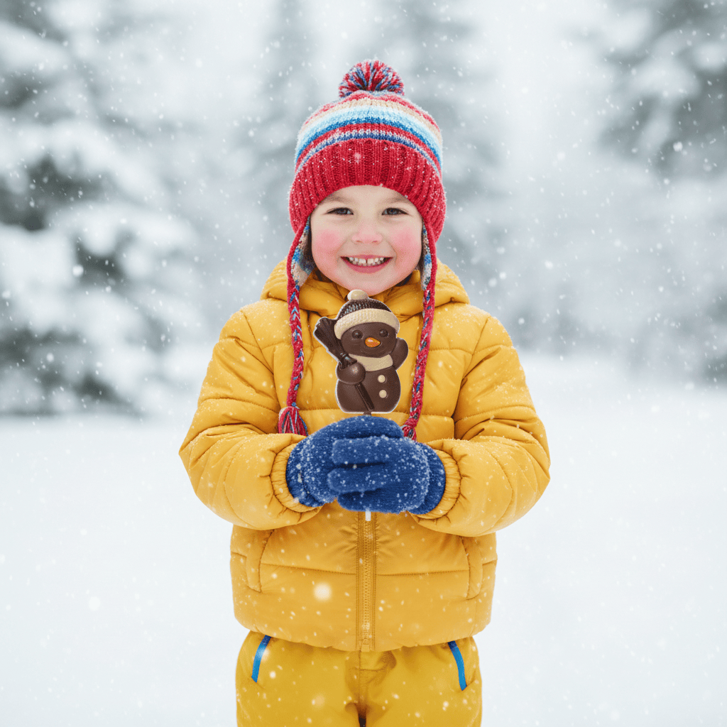 Milk chocolate snowman lollipop 25g 5407008478636 The Belgian Chocolate Makers