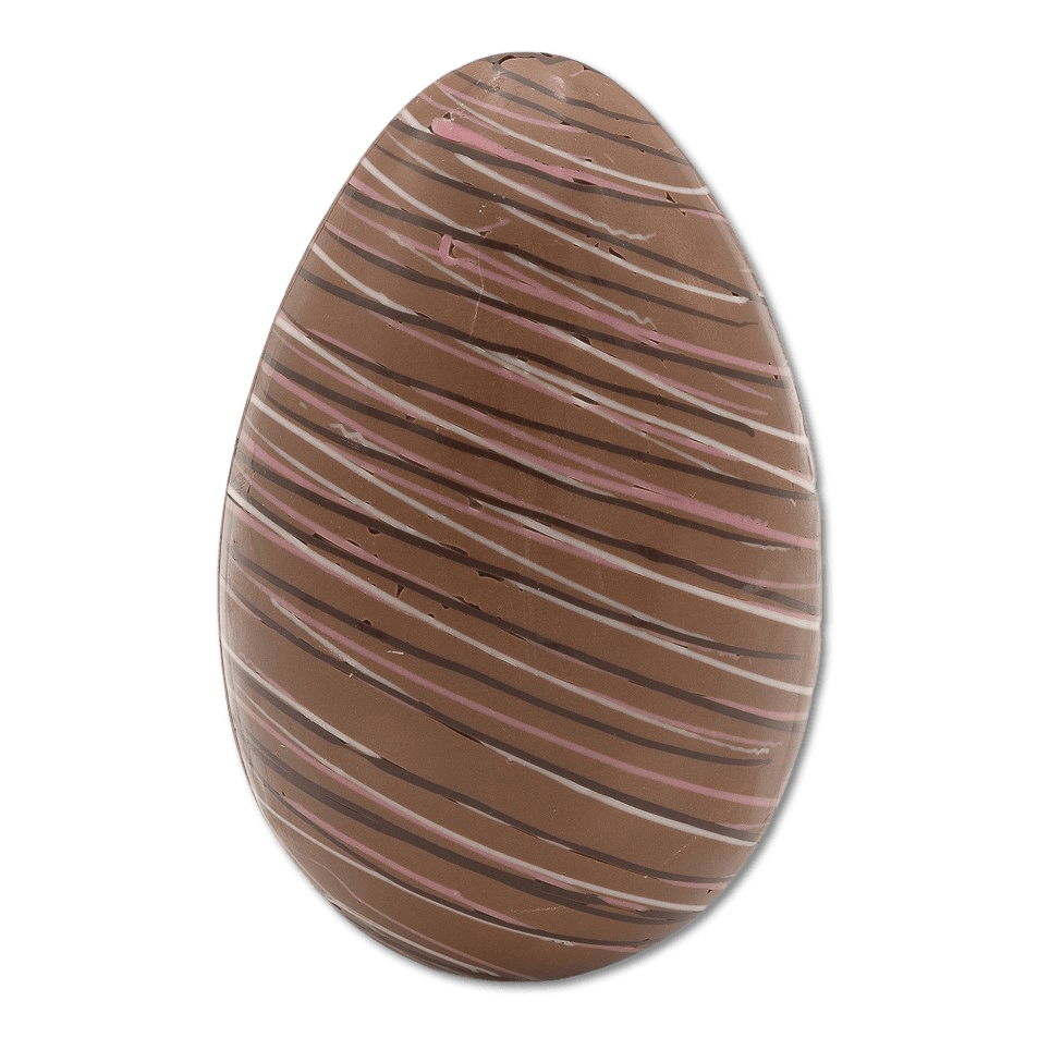 Milk chocolate stripped Easter egg 200g 5407008471668 The Belgian Chocolate Makers