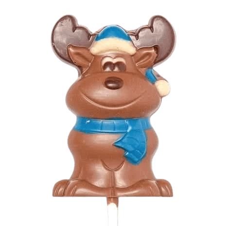 Milk chocolate winter reindeer lollipop 20g 5407008477097 The Belgian Chocolate Makers