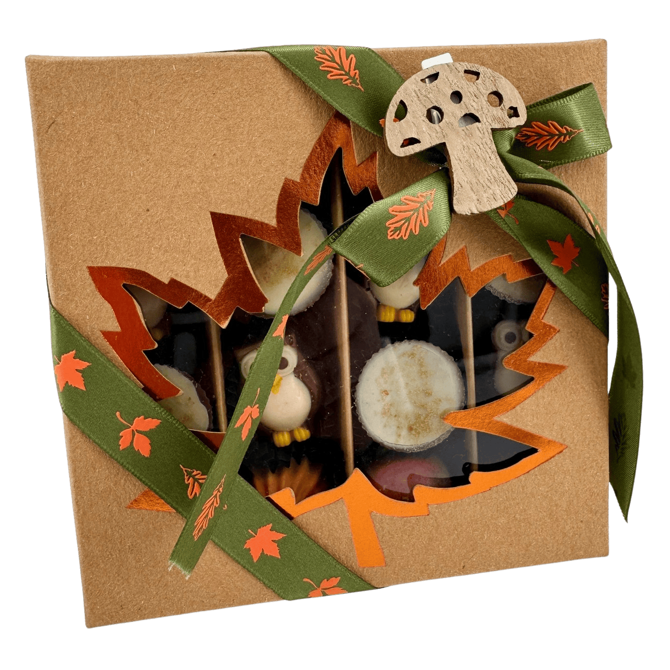 Mix of autumn pralines in a brown gift box 5407008474317 The Belgian Chocolate Makers