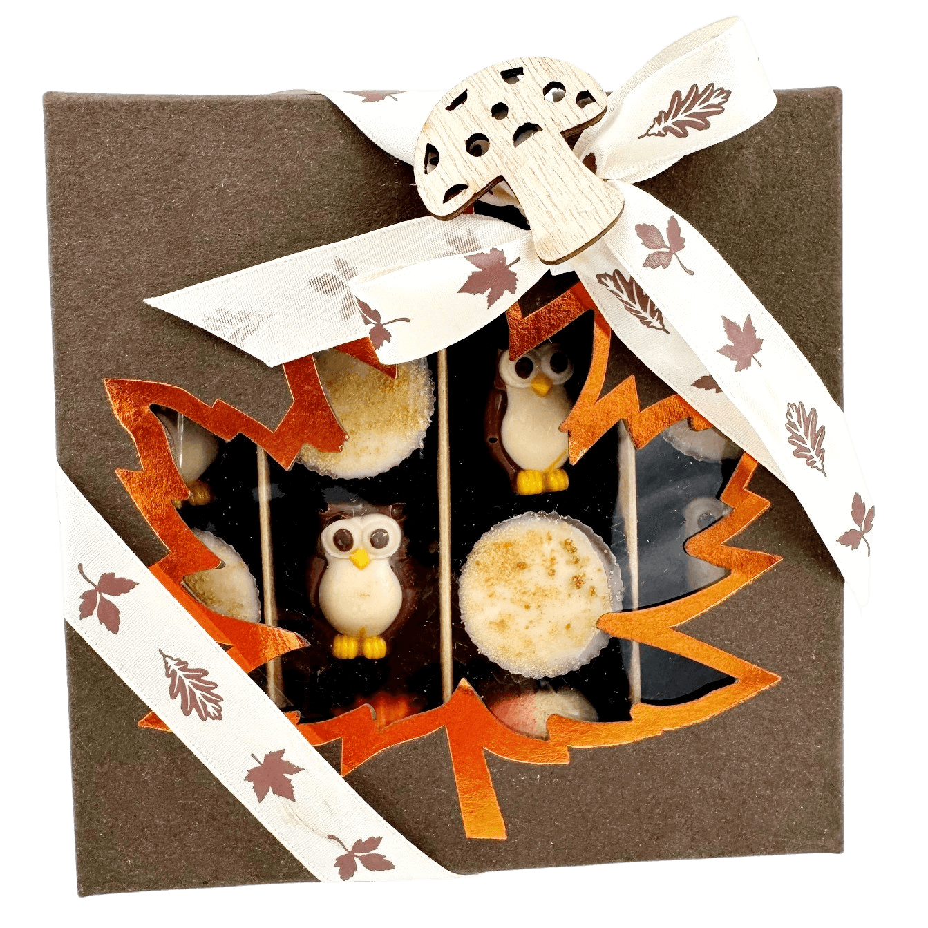 Mix of autumn pralines in a dark brown gift box 5407008477554 The Belgian Chocolate Makers