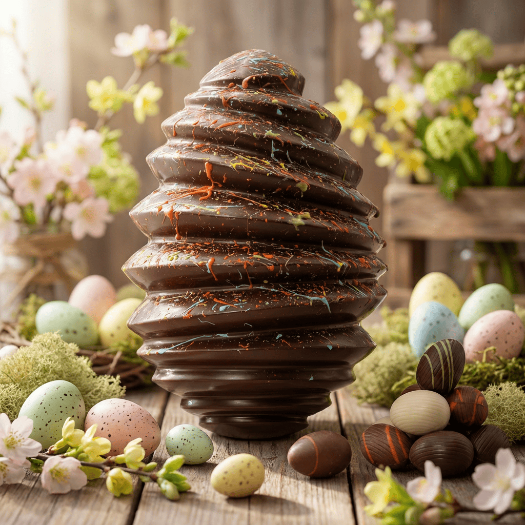 Pagoda dark chocolate Easter egg 400g with mini eggs Inside 5407008475567 The Belgian Chocolate Makers