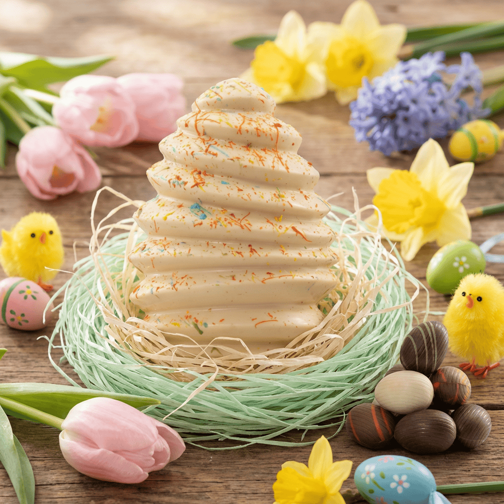 Pagoda white chocolate Easter egg 400g with mini eggs inside 5407008475581 The Belgian Chocolate Makers