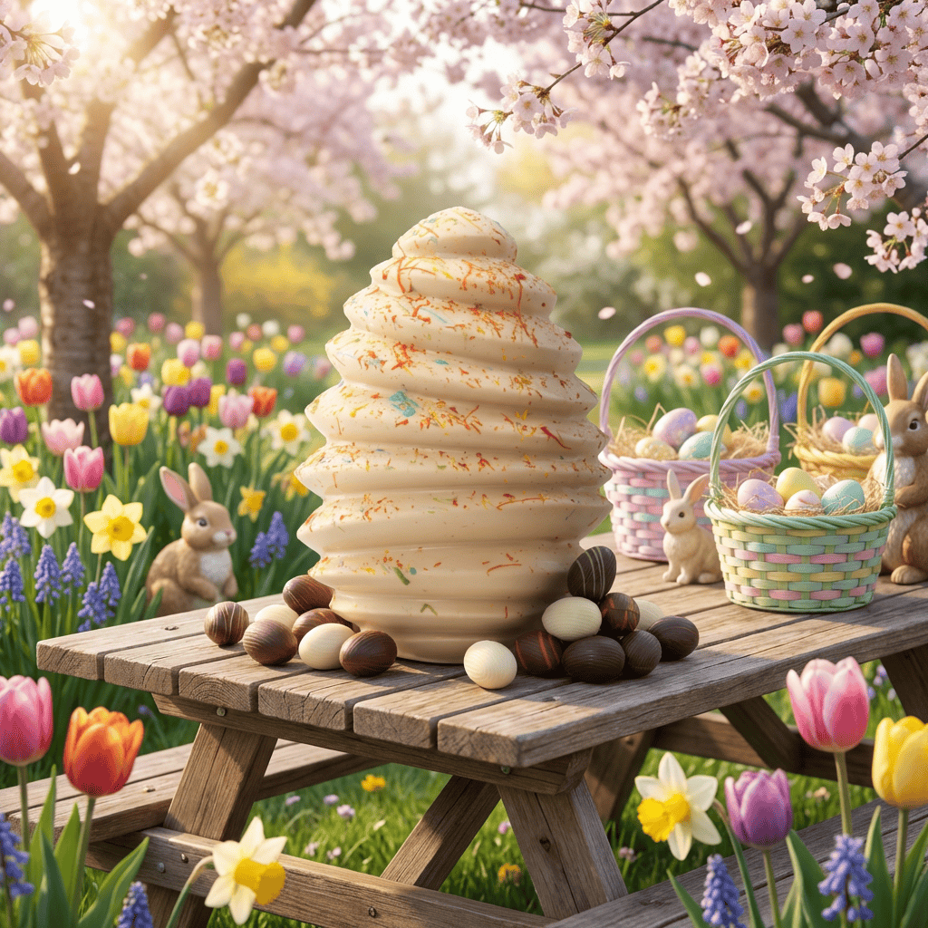 Pagoda white chocolate Easter egg 400g with mini eggs inside 5407008475581 The Belgian Chocolate Makers