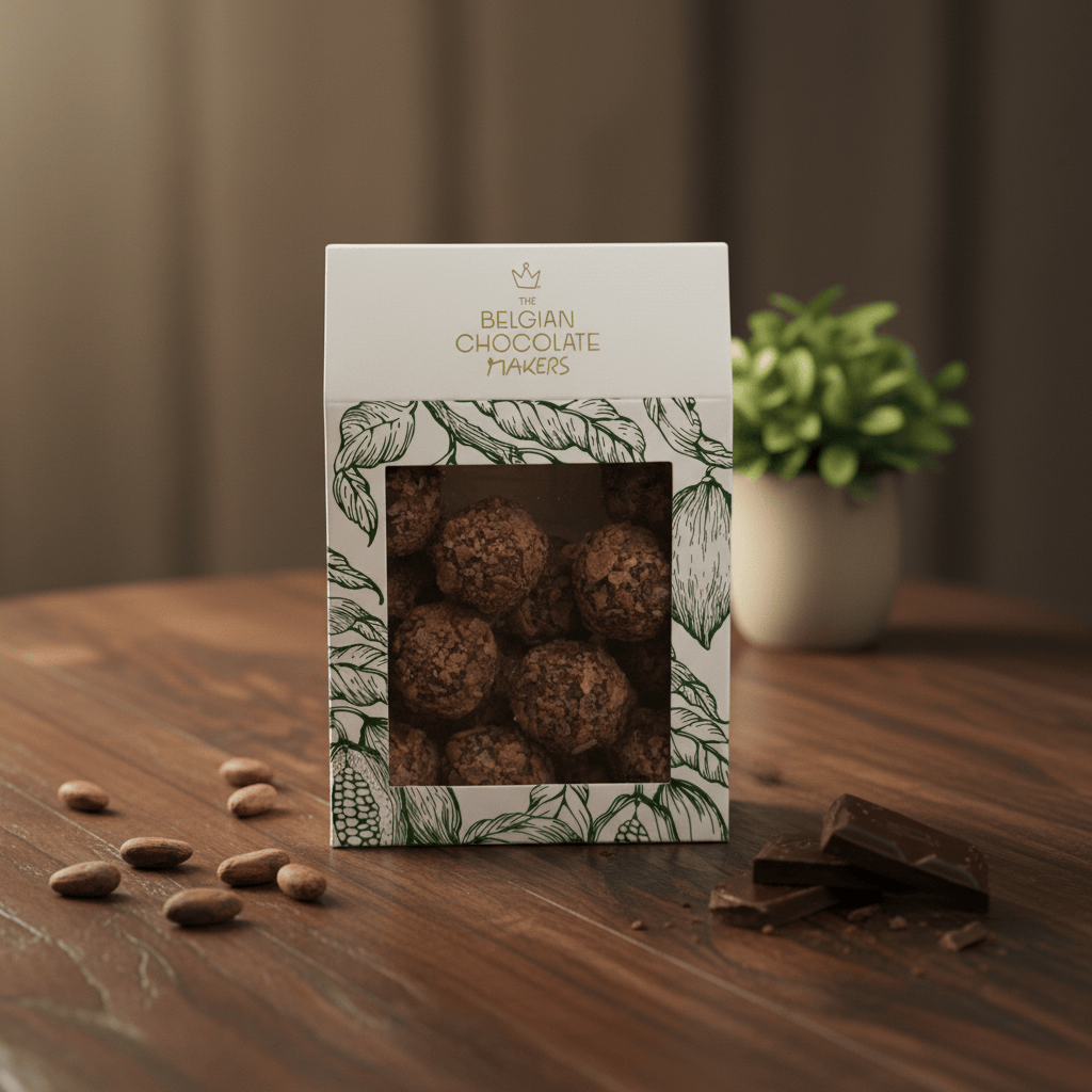 Pouch of Belgian truffles with feuilletine coating 160g 5407008471057 The Belgian Chocolate Makers