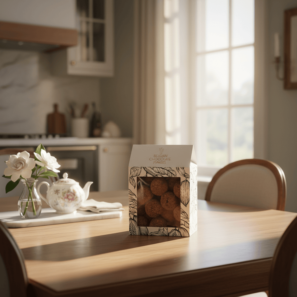 Pouch of Belgian truffles with speculoos coating 160g 5407008471088 The Belgian Chocolate Makers