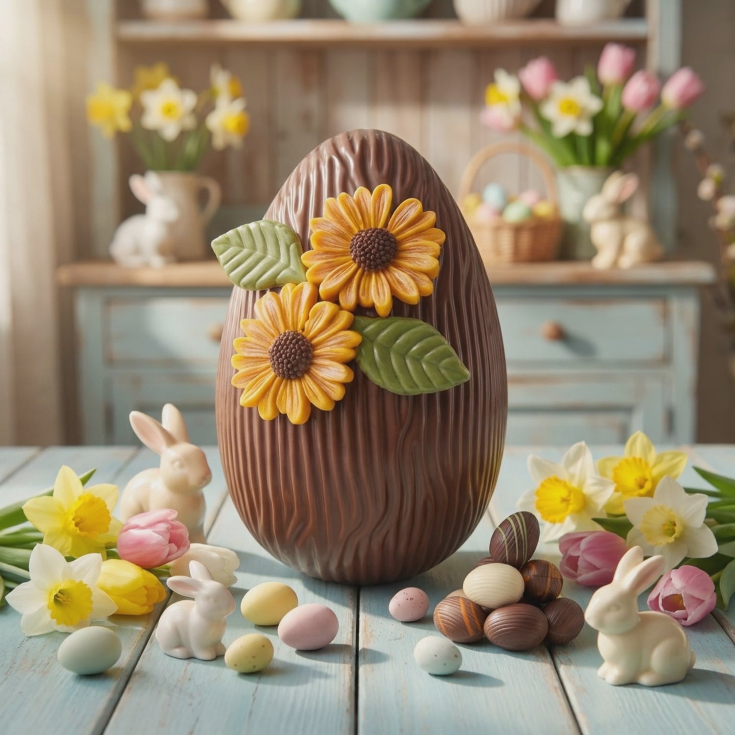 Sunflower Easter egg milk chocolate 380g with mini eggs inside