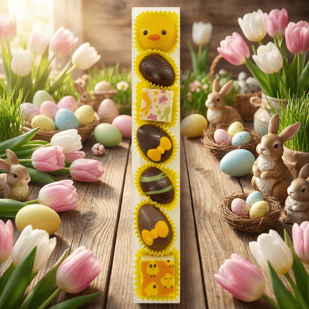 Stick of 7 mixed Easter pralines 105g 5407008470128 The Belgian Chocolate Makers