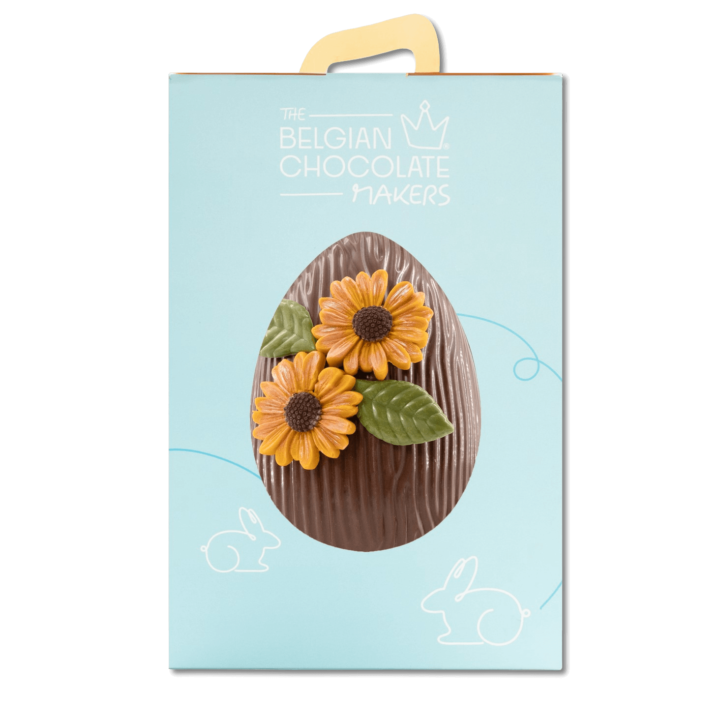 Sunflower Easter egg milk chocolate 380g with mini eggs inside 5407008475604 The Belgian Chocolate Makers