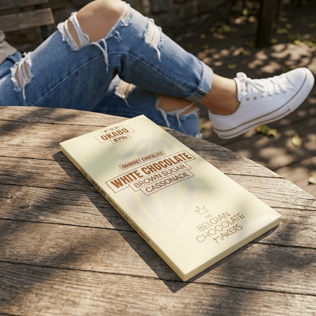White chocolate bar brown sugar cassonade 41% 5407008478308 The Belgian Chocolate Makers