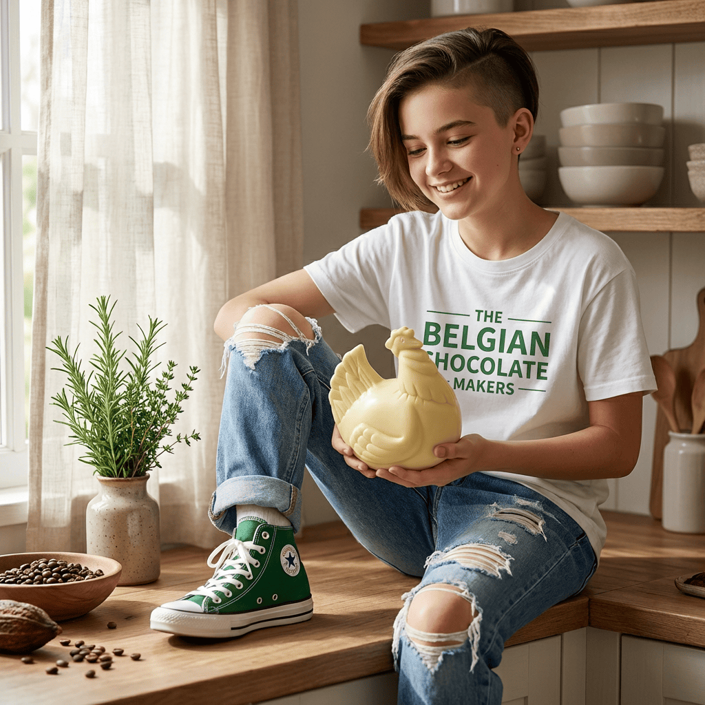 White chocolate Easter hen 120g 5407008472146 The Belgian Chocolate Makers