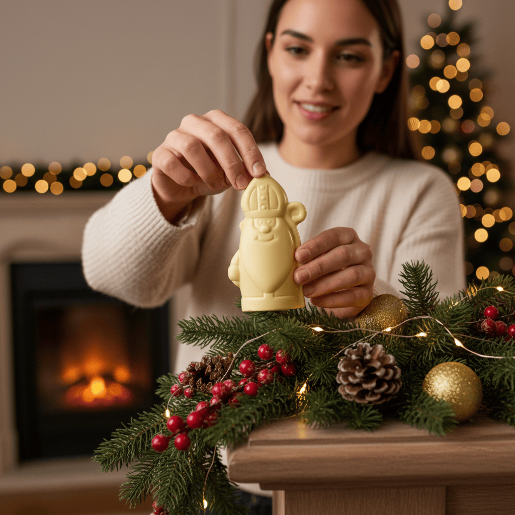 White chocolate Saint Nicholas with sceptre 150g 5407008471293 The Belgian Chocolate Makers