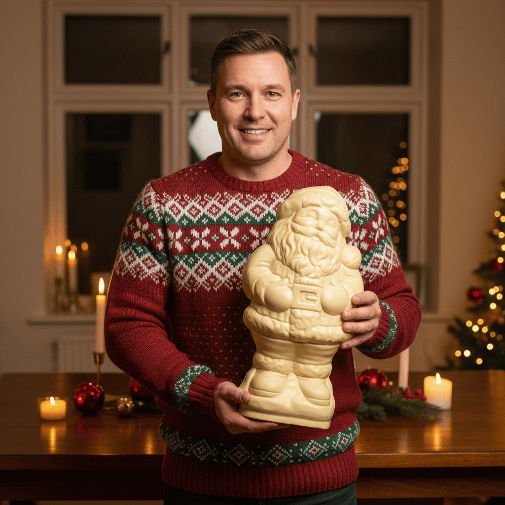 White chocolate Santa Claus 3 Kgs 5407008471200 The Belgian Chocolate Makers