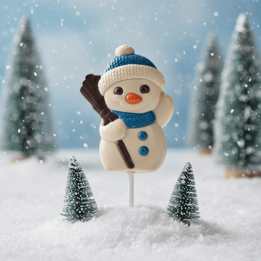 White chocolate snowman lollipop 25g 5407008478612 The Belgian Chocolate Makers