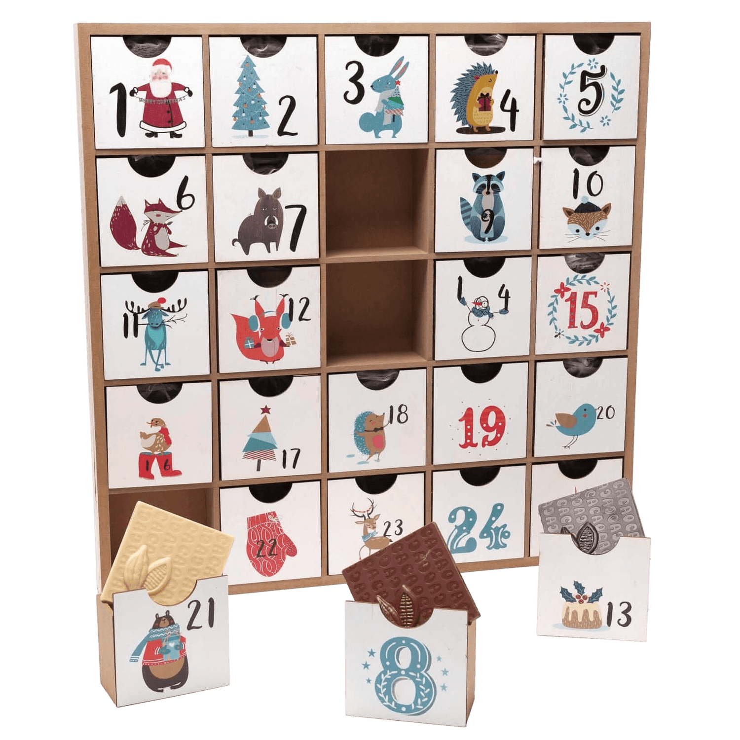 Wooden advent calendar origin 1 Kg 5407008478506 The Belgian Chocolate Makers