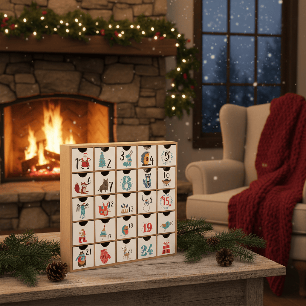 Wooden advent calendar origin 1 Kg 5407008478506 The Belgian Chocolate Makers