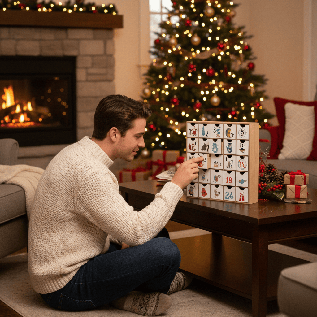 Wooden advent calendar origin 1 Kg 5407008478506 The Belgian Chocolate Makers