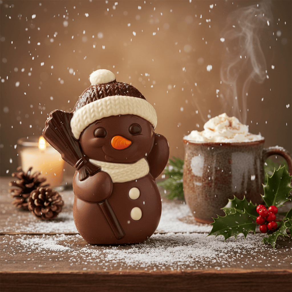 Milk chocolate snowman: Belgian craft for winter gifts