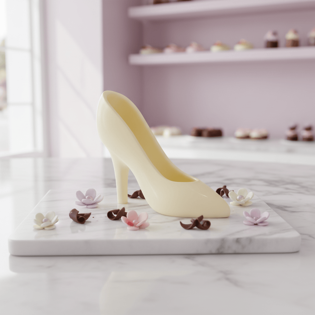 Elegance in white chocolate: high heel 65g gift from Brussels