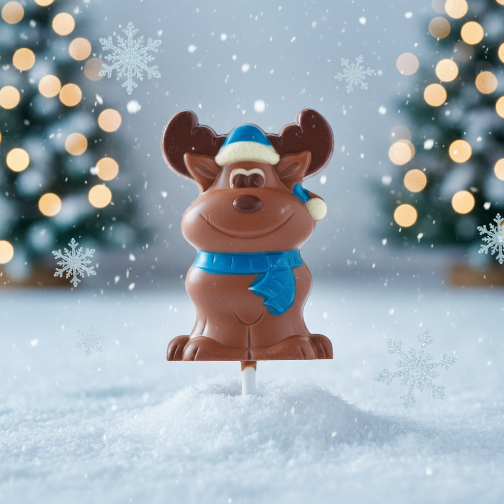 Lecca-lecca invernale al cioccolato al latte con renna 20g