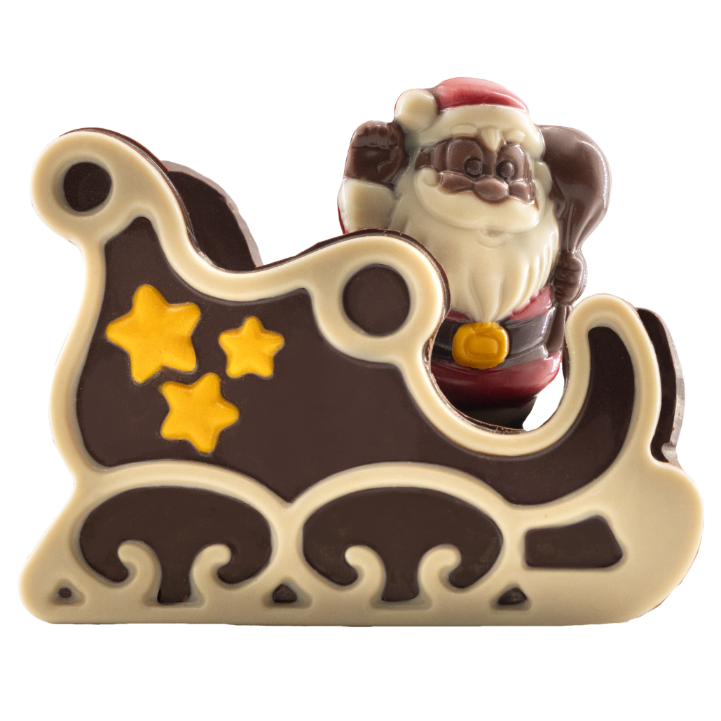 Festive dark chocolate Santa in a sleigh 180g