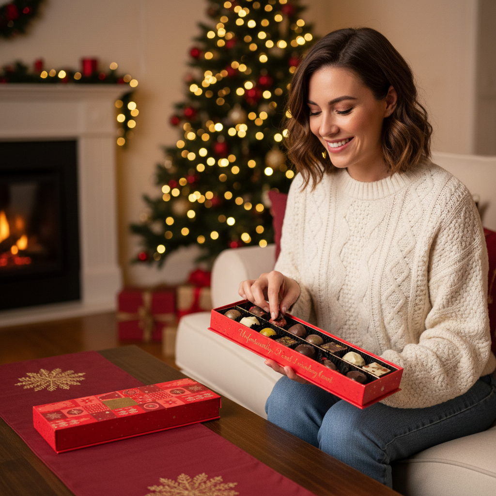 Weihnachten 14 Pralinen und Trüffel Schachtel ho-ho-ho 225g