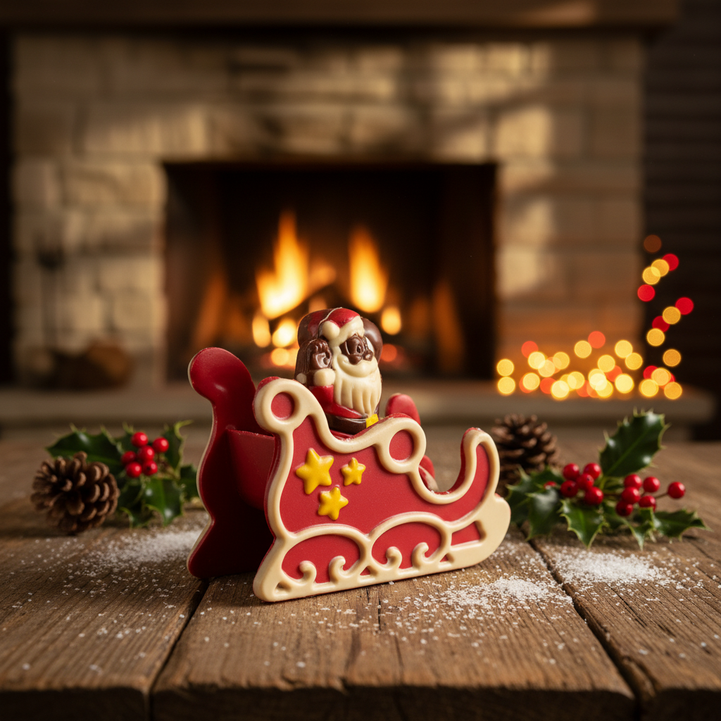 Festive white chocolate Santa in a sleigh 180g