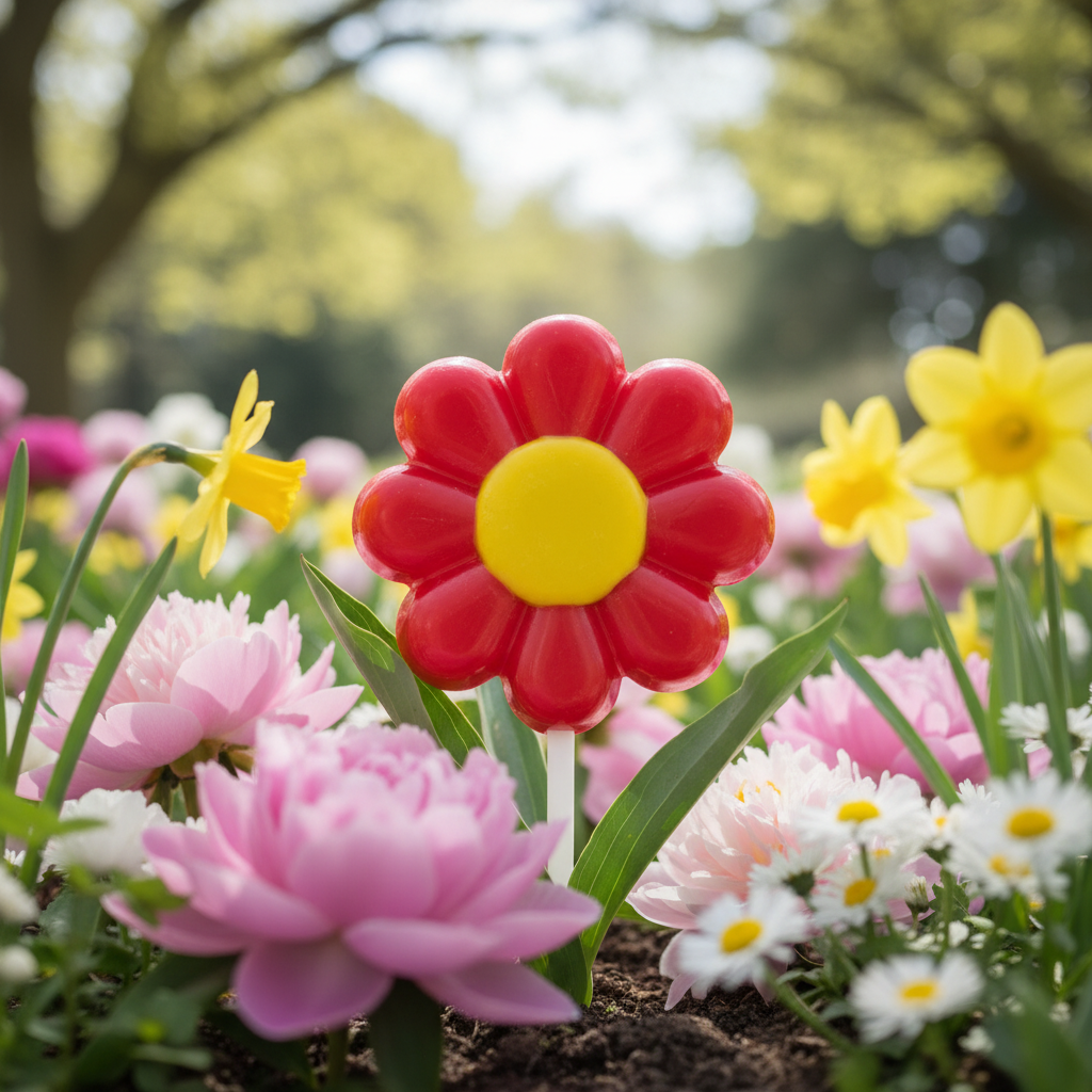 Lecca-lecca al cioccolato fiore rosso