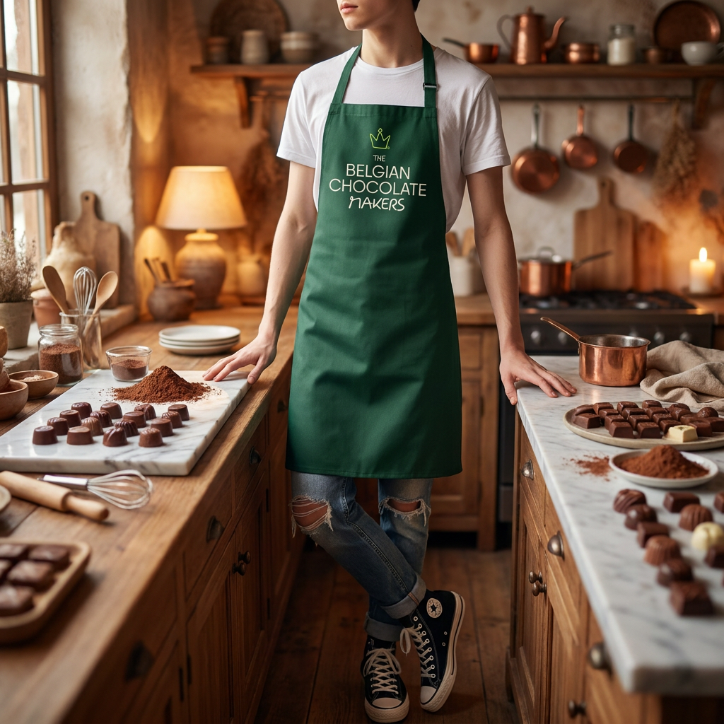 Embroidered green apron (adult size)