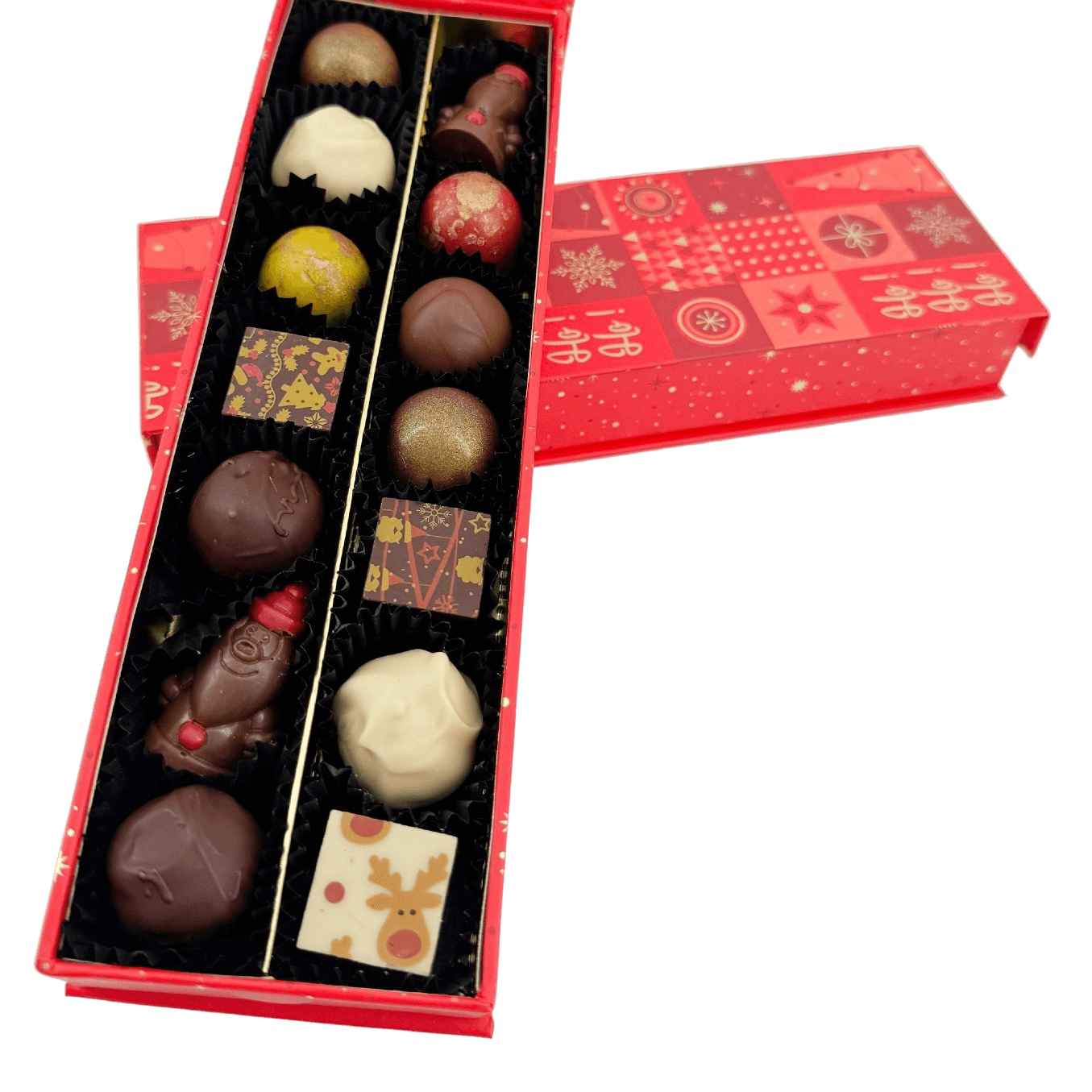 Weihnachten 14 Pralinen und Trüffel Schachtel ho-ho-ho 225g
