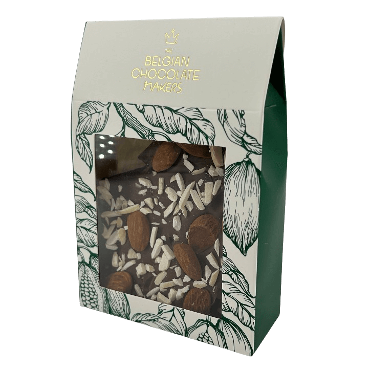 Tavolette spezzate di cioccolato al latte con mandorla