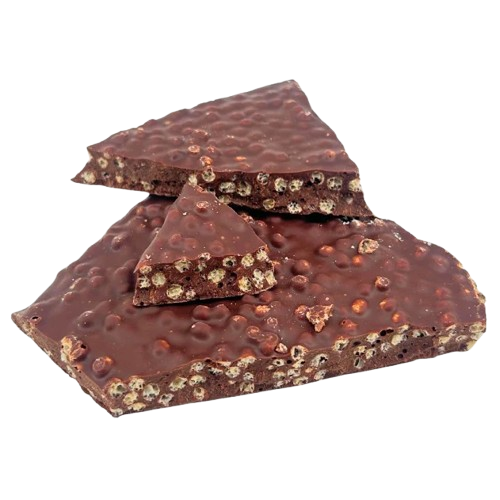 Riegel aus dunkler Schokolade mit Puffreis
