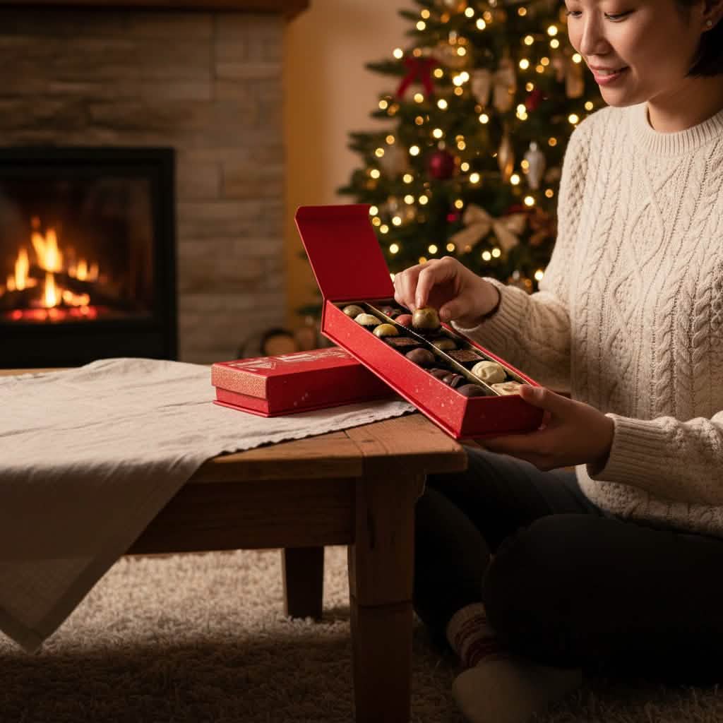 Weihnachtsdorf Schachtel 14 Pralinen und Trüffel 225g